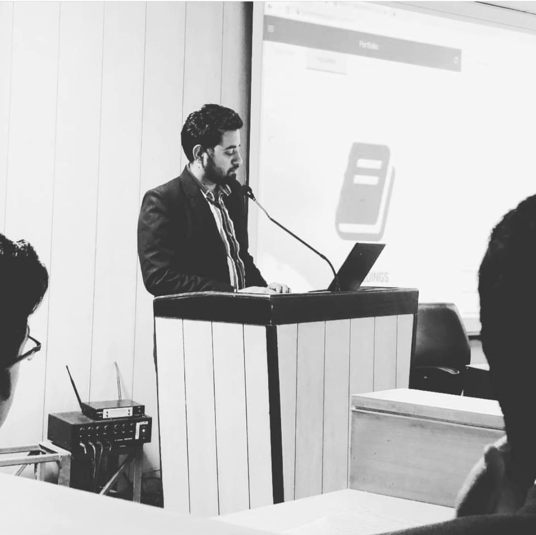 Pulkit Sharma presenting on portfolio concepts, 2020